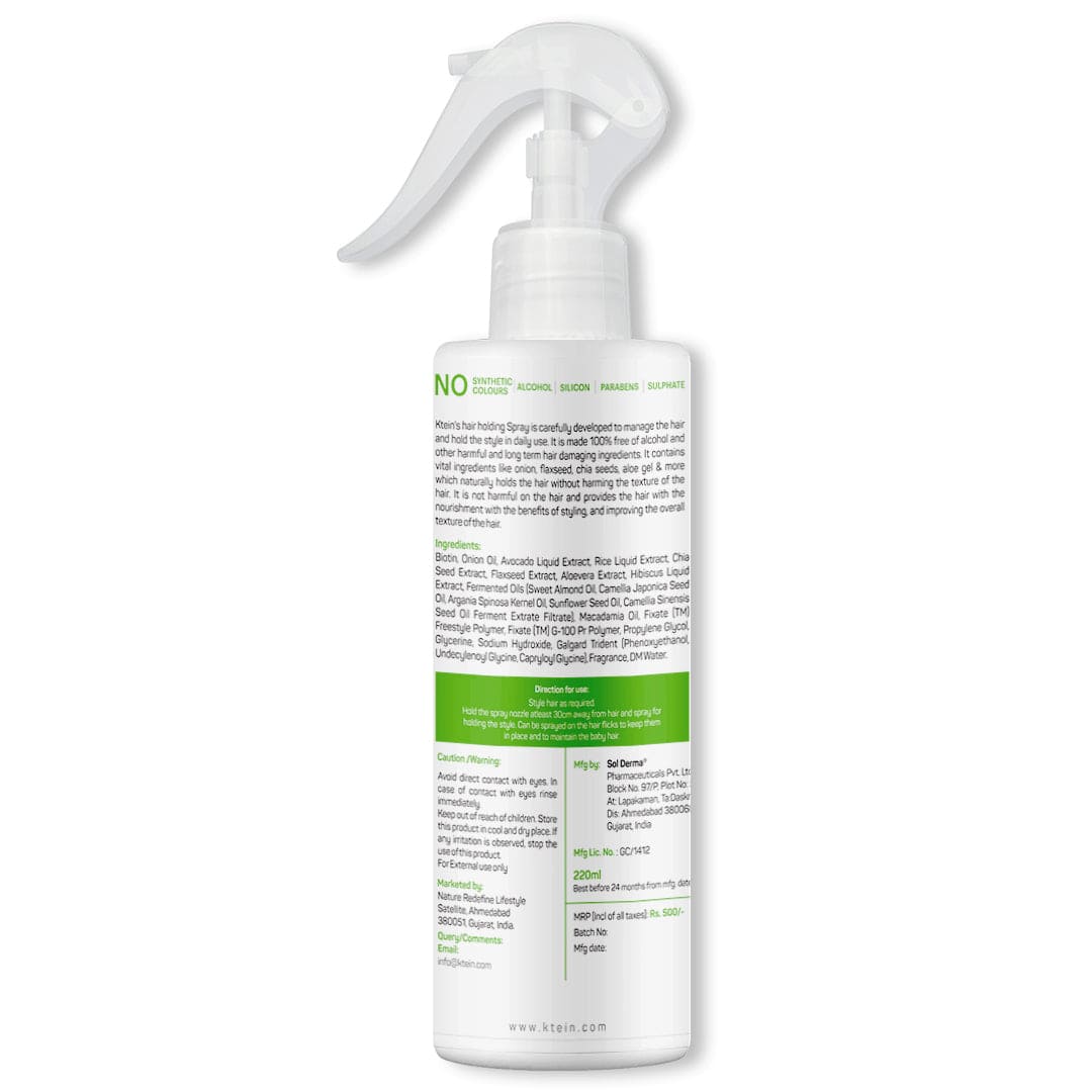 Ktein Natural Hair Holding Spray 200ml - Ktein Cosmetics By Ktein Biotech Private Limited