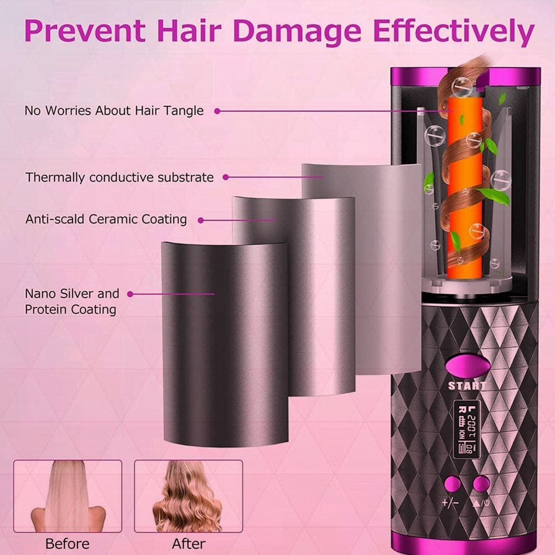 KTEIN Elegance Curl Pro: Professional Hair Styler Kit for Effortless Waves and Curls – Curling Iron with Automatic Hair Roller Machine and Heat Control - Ktein Cosmetics By Ktein Biotech Private Limited