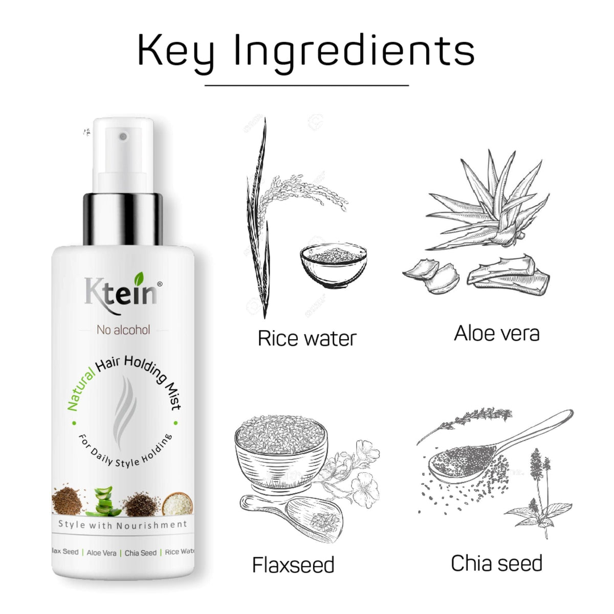 Ktein Combo: 100% Plant Base Natural Hair Heat Protection Spray and Natural Hair Holding Spray 100ml - Ktein Cosmetics By Ktein Biotech Private Limited