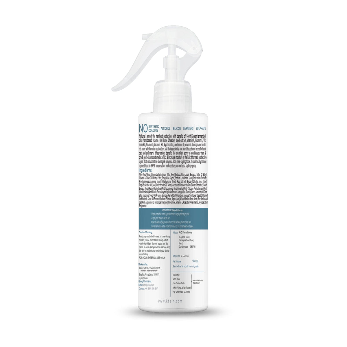 100% Plant Based Multi Vitamain Hair Spray (160 ml) - Ktein Cosmetics By Ktein Biotech Private Limited