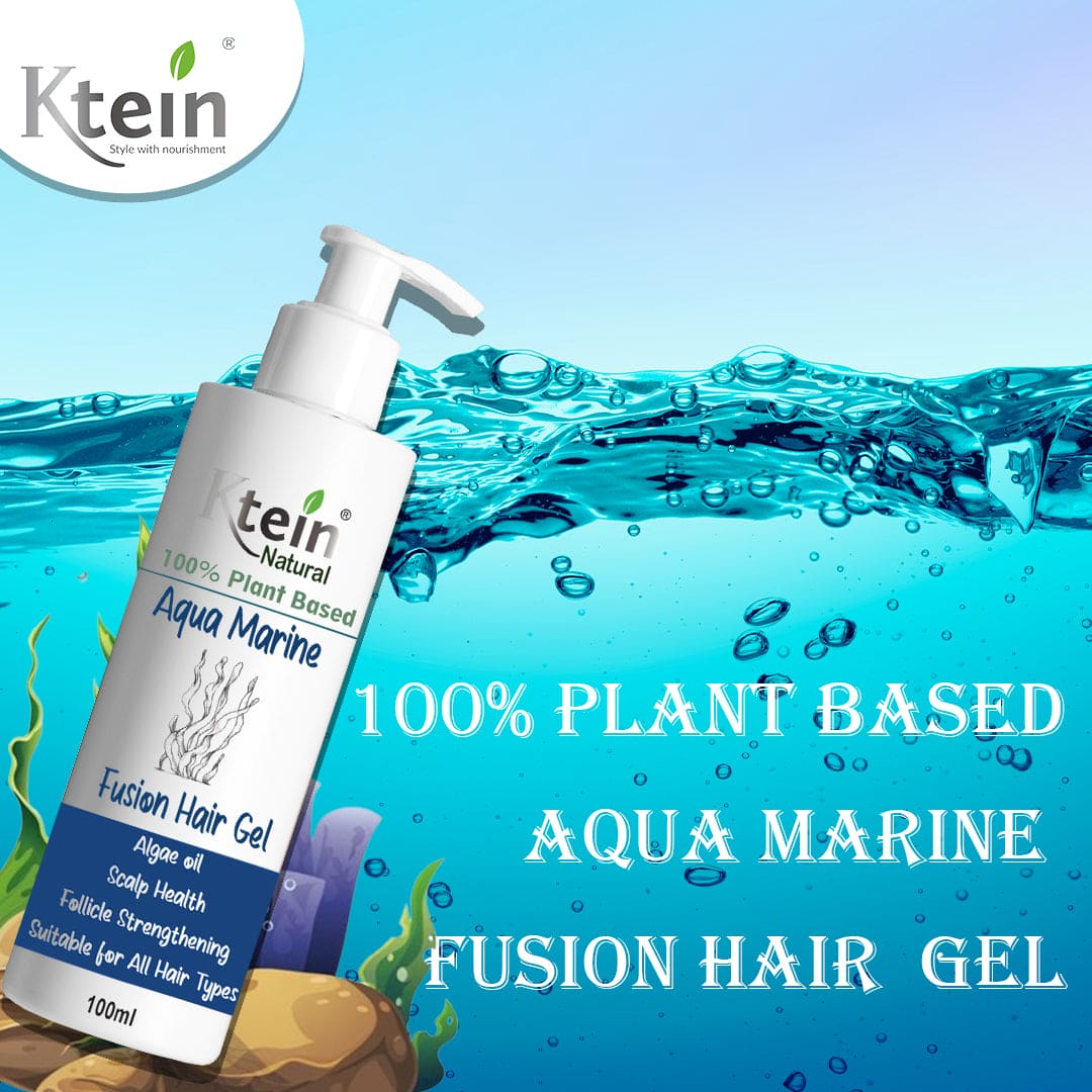 Ktein 100% Plant-Based Aqua Marine Fusion Hair Gel: Natural Styling & Nourishment with Rosemary and Algae Oil - Enriched with Marine Algae Extracts for Scalp Health, Improved Texture, and Enhanced Hair - Ktein Cosmetics By Ktein Biotech Private Limited