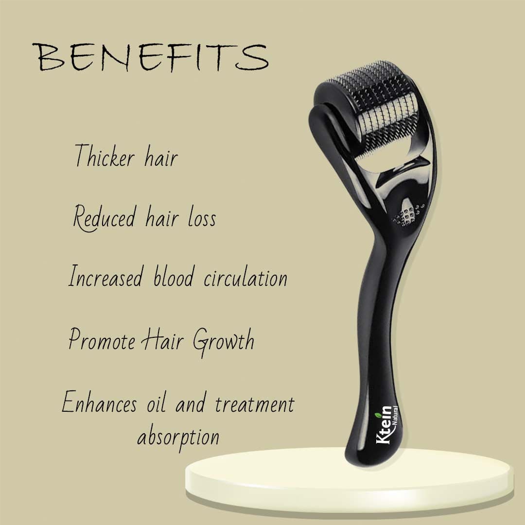Ktein Derma Roller 0.5mm with 540 Titanium Needles for Hair Growth and Skin Renewal | Repairs Damaged Hair, Activates Follicles | For Hair Fall,Hair care, and Skincare | User-Friendly Design - Ktein Cosmetics By Ktein Biotech Private Limited