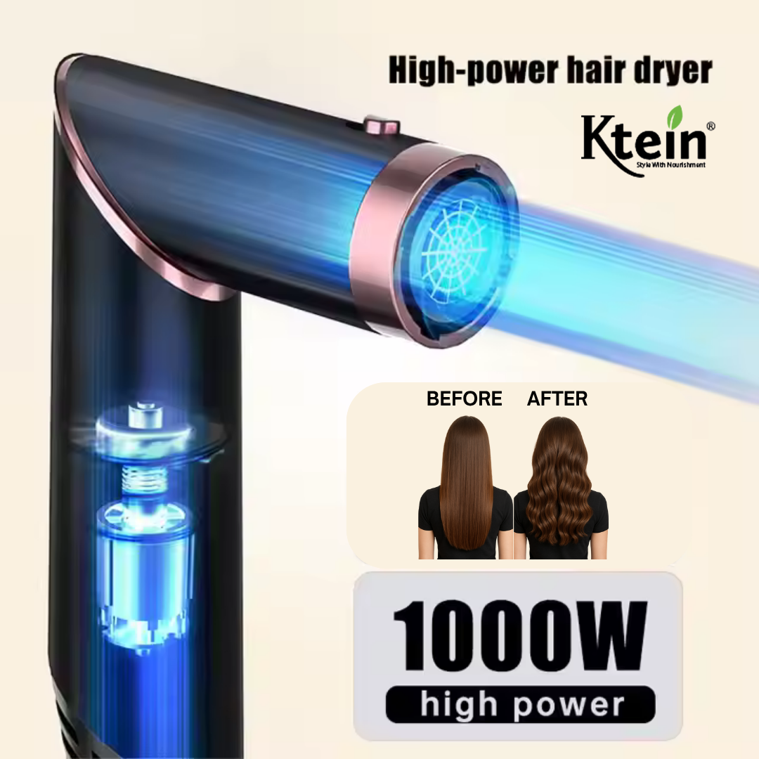 Ktein 6-in-1 Hot Air Hair Styler for Women | 1000W Hair Dryer, Curler, Straightener, Volumizer & Diffuser | Auto-Airflow Curling Barrel | Styling Tool for All Hair Types - Ktein Cosmetics By Ktein Biotech Private Limited