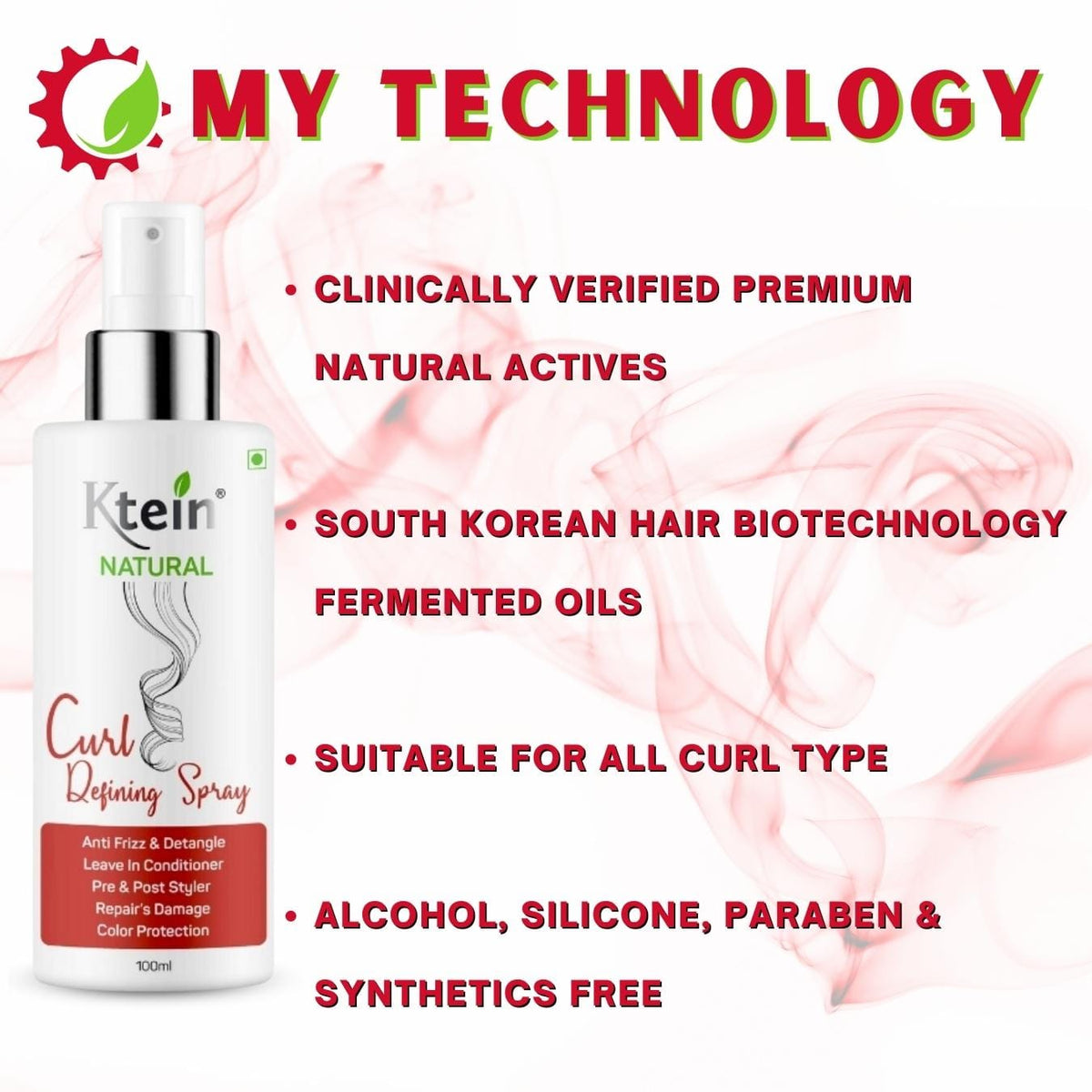 Ktein Natural Curl Defining Spray 100ml - Ktein Cosmetics By Ktein Biotech Private Limited