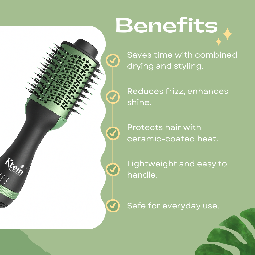 Ktein 4 in 1 Professional Hair Brush – Avocado 3D Power | 2000W Ceramic Styler - Ktein Cosmetics By Ktein Biotech Private Limited
