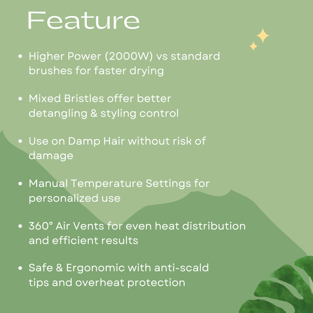 Ktein 4 in 1 Professional Hair Brush – Avocado 3D Power | 2000W Ceramic Styler - Ktein Cosmetics By Ktein Biotech Private Limited