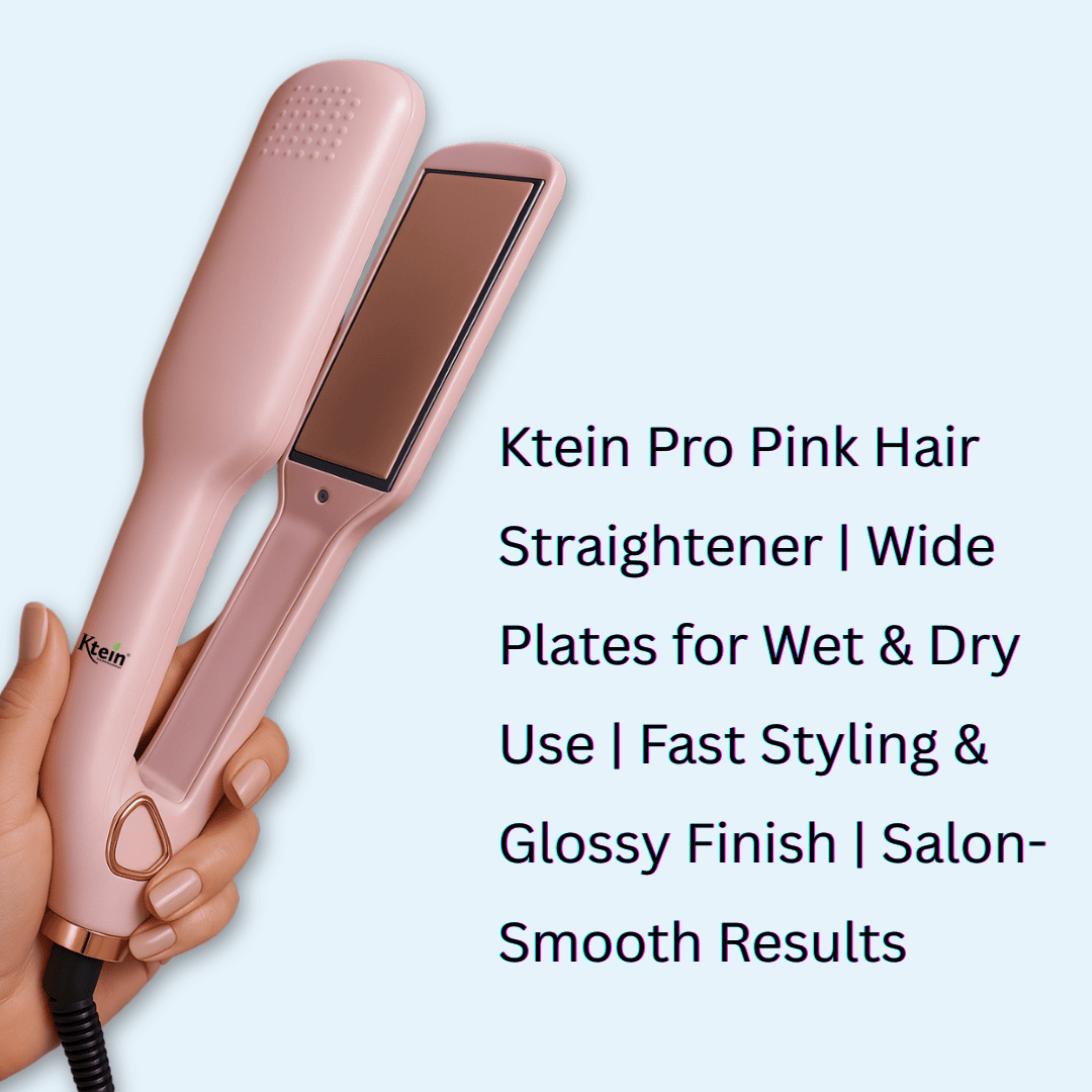 Ktein Hair Straightener – Wide Plate Flat Iron for Damp and Dry Hair with 4 Temperature Settings, Dual Voltage, Travel Lock, and Quick Heat-Up - Ktein Cosmetics By Ktein Biotech Private Limited