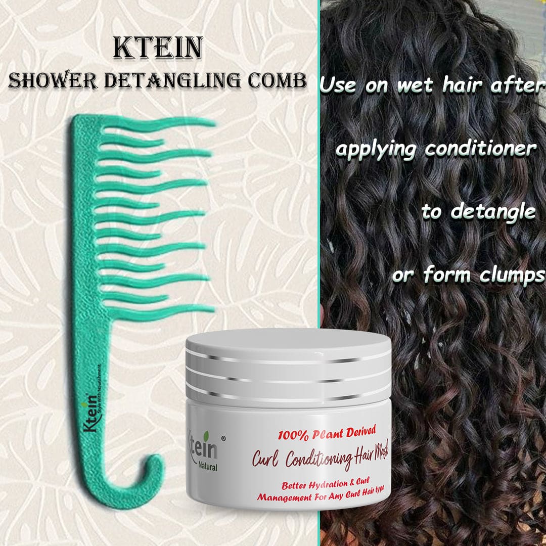 Ktein Shower Detangling Hair Comb - Wide Tooth Design, Gentle on Scalp, with Convenient Hanging Hook - Ideal for Curly and Wavy Hair. - Ktein Cosmetics By Ktein Biotech Private Limited