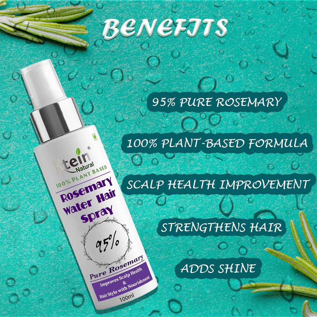 Ktein Rosemary water spray: Elevate Your Strands Naturally - 95% Rosemary Infused Hair Care spray - Improves Scalp Health, Reduces Dandruff, Adds Shine, Strengthens Hair - Ktein Cosmetics By Ktein Biotech Private Limited