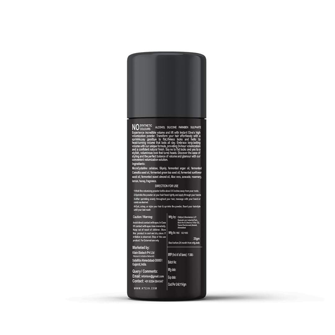 Ktein 100% Plant-Based Hair Volumizing & Texturing Powder | Ultra-Light Weight, Matte Finish, | For Men - 25 gm