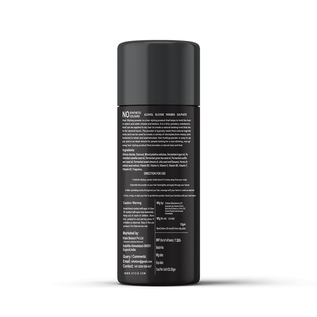 Ktein 100% Plant-Based Hair Styling Powder | Long Hold, Matte Finish, Lightweight | For Men - 15 gm