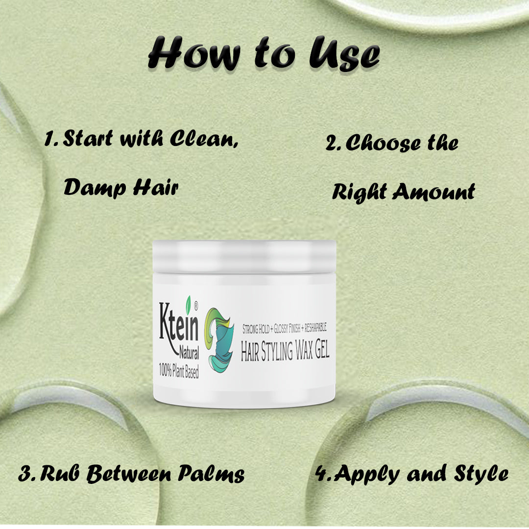 Ktein Hair Styling Wax Gel 50g 100% Plant Based Strong Hold Glossy Finish Reshapable for Men & Women