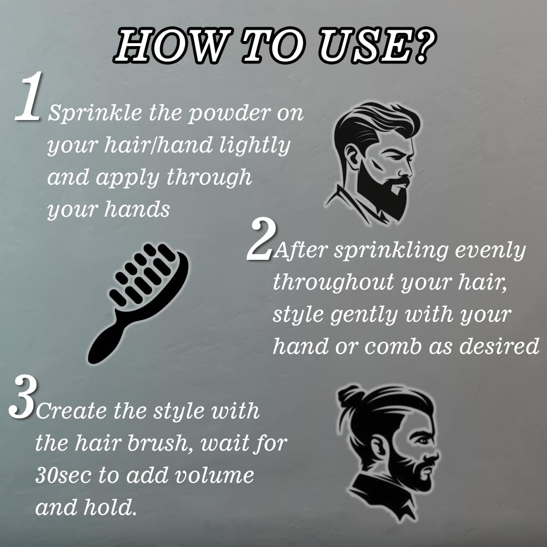 Ktein 100% Plant-Based Hair Styling Powder | Long Hold, Matte Finish, Lightweight | For Men - 15 gm