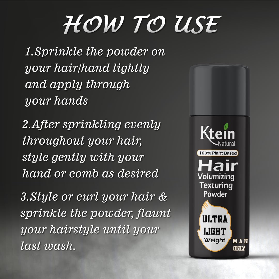 Ktein 100% Plant-Based Hair Volumizing & Texturing Powder | Ultra-Light Weight, Matte Finish, | For Men - 25 gm