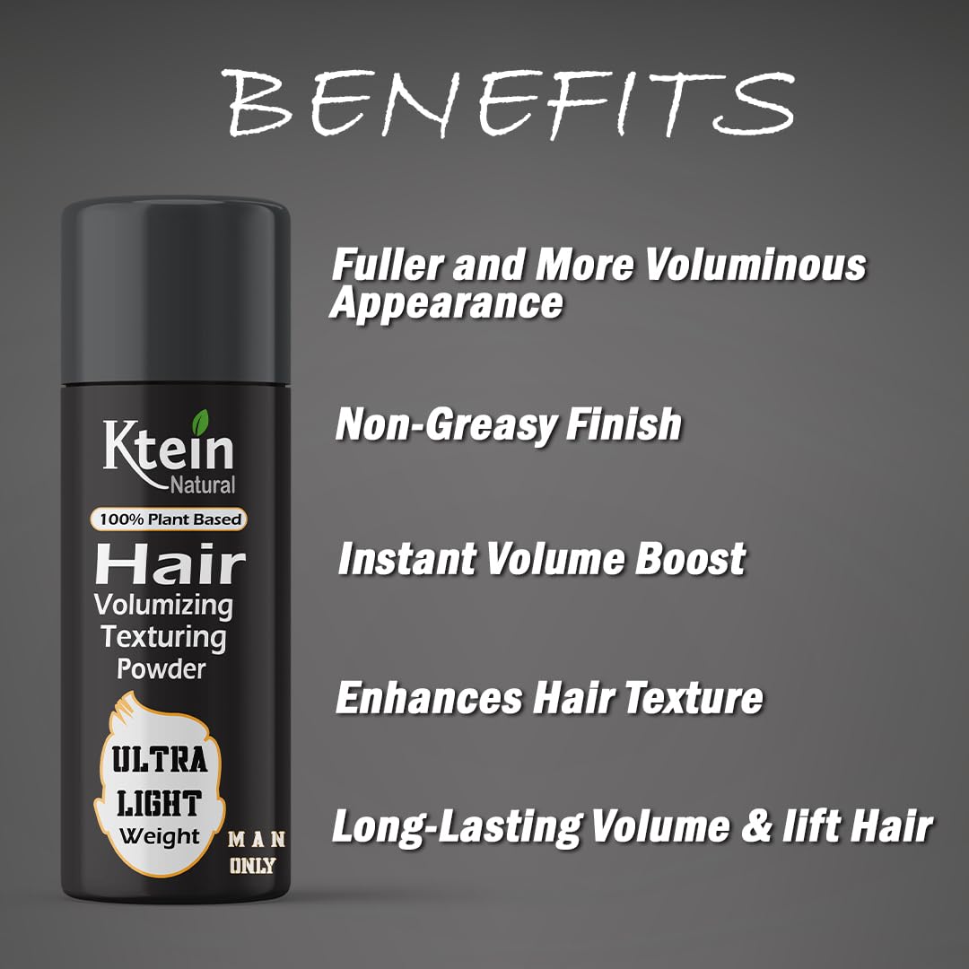 Ktein 100% Plant-Based Hair Volumizing & Texturing Powder | Ultra-Light Weight, Matte Finish, | For Men - 25 gm
