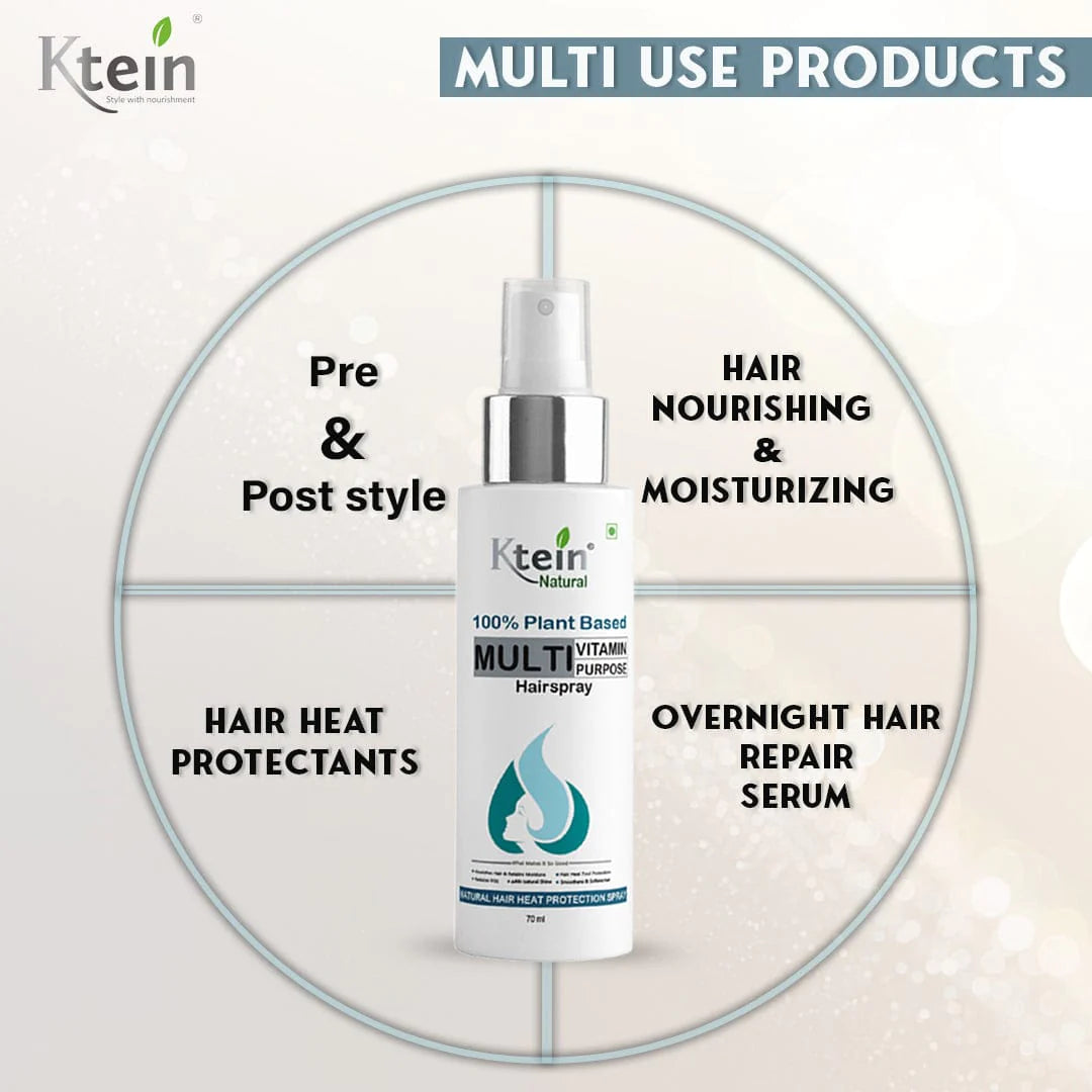 Ktein 100% natural plant based Multi Vitamin purpose hair spray (70ml) PACK OF 3 - Ktein Cosmetics By Ktein Biotech Private Limited