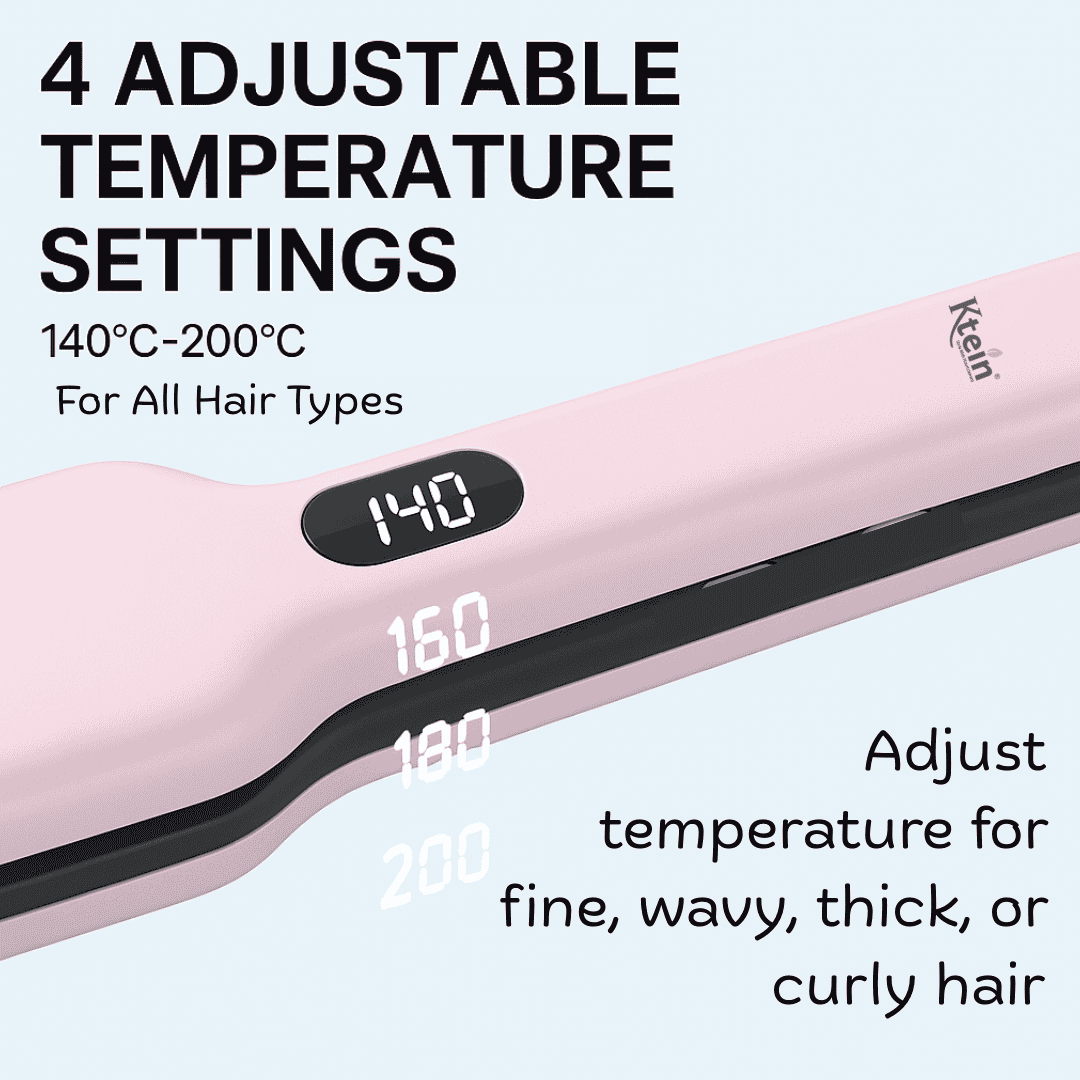 Ktein Hair Straightener – Wide Plate Flat Iron for Damp and Dry Hair with 4 Temperature Settings, Dual Voltage, Travel Lock, and Quick Heat-Up - Ktein Cosmetics By Ktein Biotech Private Limited