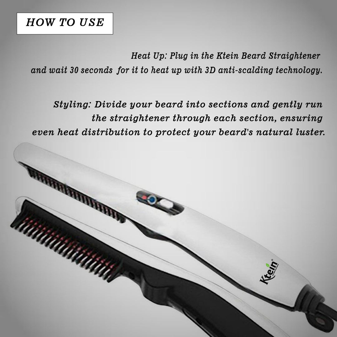 Ktein combo Hair Wax Stick & Men's Quick Beard and Hair Straightener Comb - Non-greasy Slick Stick for Flyaways, Frizz, and Styling - Multifunctional Electric Beard Styler, Curler, and Massager