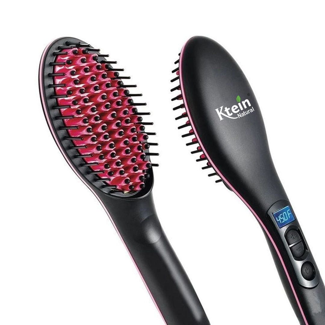 KTEIN Pink ProStyle 3-in-1 Hair Electric Comb Brush: Ceramic Fast Hair Straightener with LCD Screen, Temperature Control Display - Ultimate Women's Hair Straightening Brush for Effortless Styling!