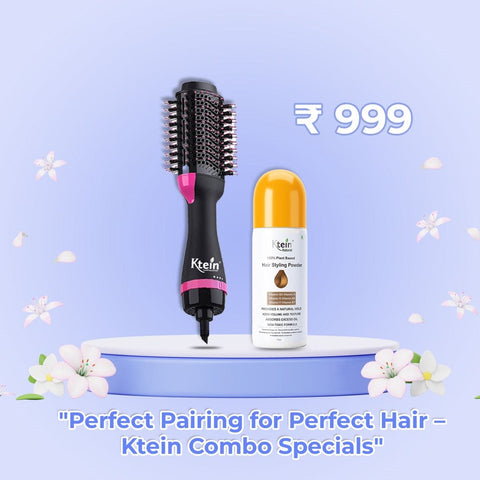 Ktein combo 100% Plant Based Hair Styling Powder (15g) with Ktein 4 in 1 professional hair brush