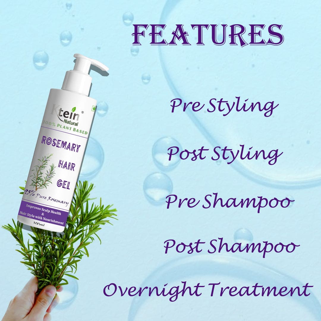 Ktein Rosemary Gel: Elevate Your Strands Naturally - 95% Rosemary Infused Hair Care Gel with Nourishing Benefits | Improves Scalp Health, Reduces Dandruff, Adds Shine, Strengthens Hair | Alcohol-Free, Sulfate-Free, Paraben-Free, Silicone-Free Brilliance - Ktein Cosmetics By Ktein Biotech Private Limited