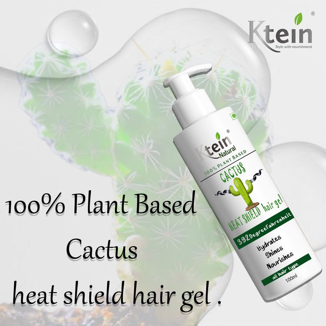 Ktein Cactus Heat Gel: 392°F Ultimate Heat Defense & Luscious Hair - Soothes Scalp, Strengthens, Hydrates, Shines, Nourishes | 100% Plant-Powered, Alcohol & Silicone-Free, Cruelty-Free Brilliance | Ideal for All Hair Types - Ktein Cosmetics By Ktein Biotech Private Limited