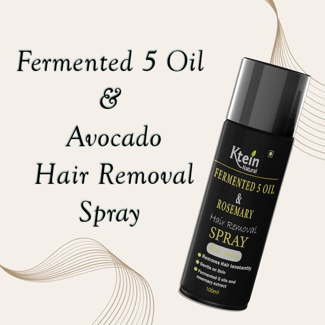 Ktein Fermented 5 Oil and Avocado Men's Hair Removal Spray - Painless Hair Removal for Chest, Back, Legs & Underarms (100ml)