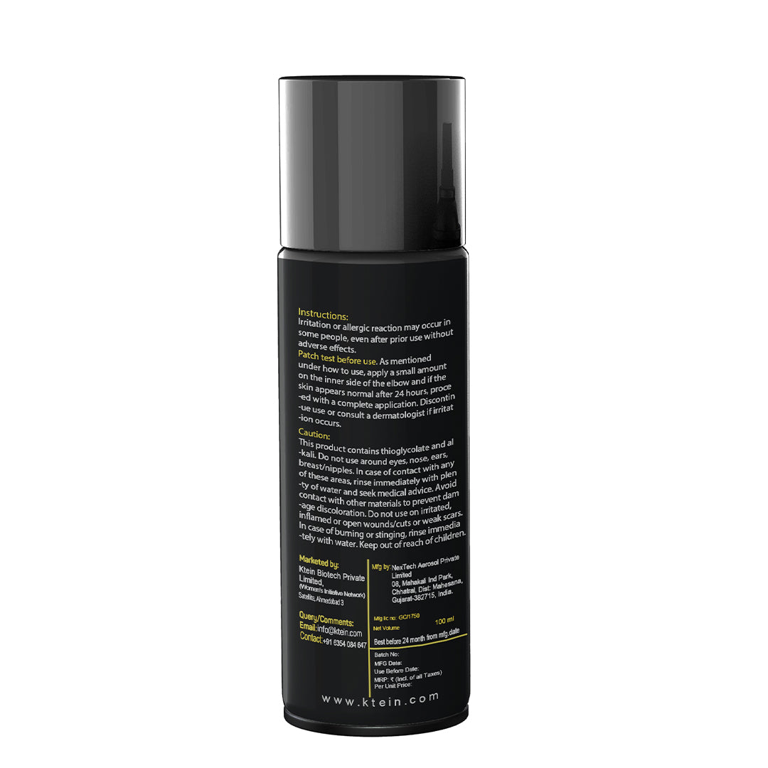 Ktein Fermented 5 Oil and Avocado Men's Hair Removal Spray - Painless Hair Removal for Chest, Back, Legs & Underarms (100ml)