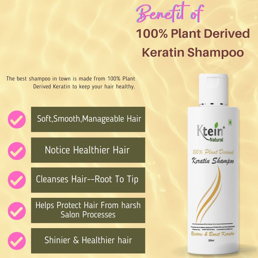 100% Plant Derived Keratin Shampoo & Conditioner Combo - 100ml - Ktein Cosmetics By Ktein Biotech Private Limited