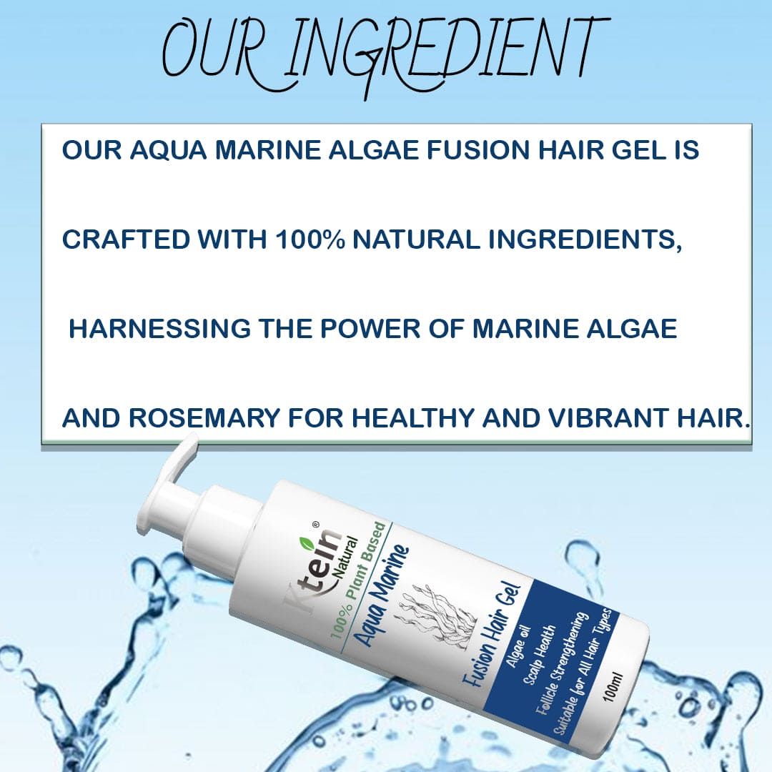 Ktein 100% Plant-Based Aqua Marine Fusion Hair Gel: Natural Styling & Nourishment with Rosemary and Algae Oil - Enriched with Marine Algae Extracts for Scalp Health, Improved Texture, and Enhanced Hair - Ktein Cosmetics By Ktein Biotech Private Limited