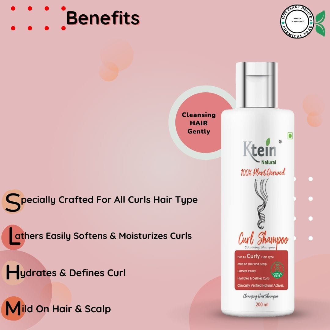 Ktein 100% Plant Derived Natural Curl Shampoo & Conditioner Combo - 200ml - Ktein Cosmetics By Ktein Biotech Private Limited