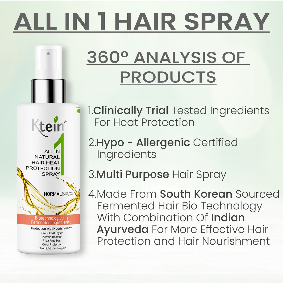 Ktein All in 1 Natural Hair Heat Protection Spray - Ktein Cosmetics - Essencec Of Natural Hair Care Product