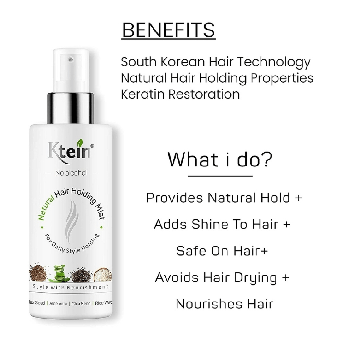 Ktein All in 1 Natural Hair Heat Protection Spray with Argan Oil Vitamin E Pro Vitamin B3 and Holding Spray 100ml - Ktein Cosmetics By Nature Redefine Lifestyle